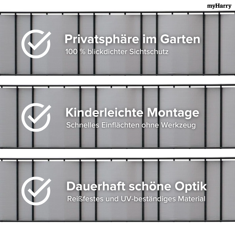 PVC Sichtschutzstreifen für Doppelstabmattenzäune Grau 35lfm