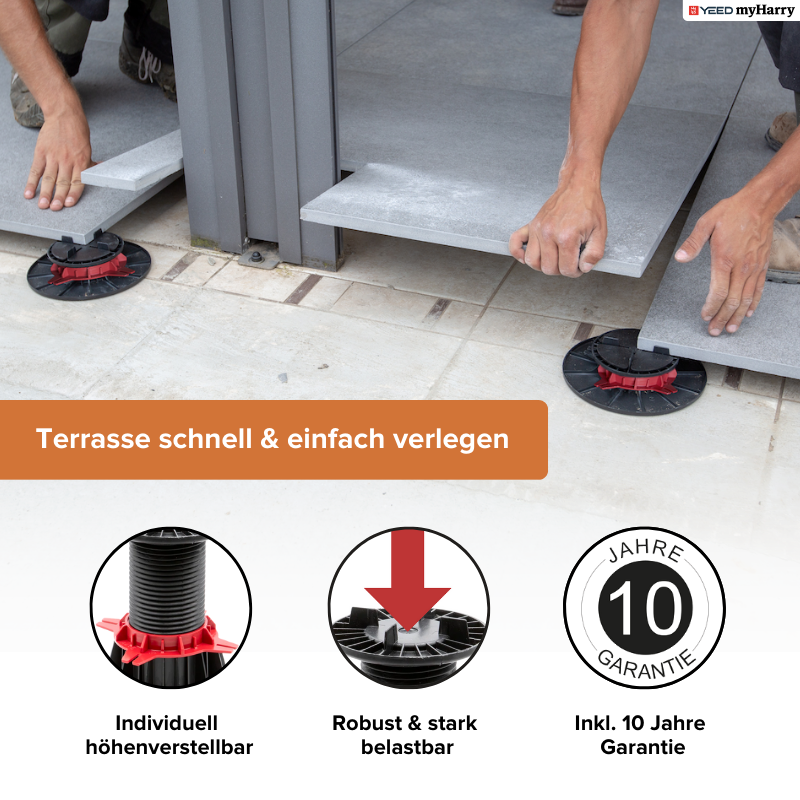 Stelzlager höhenverstellbar 90-150mm für Terrassenplatten YEED