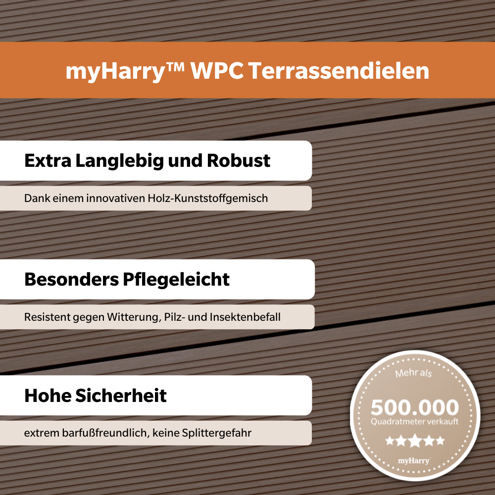 WPC Terrassendiele Massiv ECO Diamantnuss
